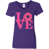 T-Shirts Purple / S Love Donut Women's V-Neck T-Shirt