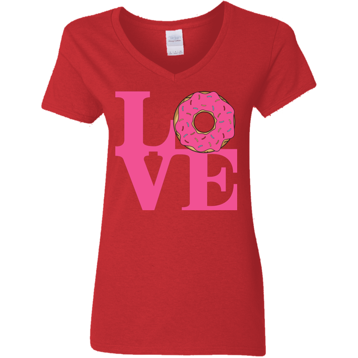 T-Shirts Red / S Love Donut Women's V-Neck T-Shirt