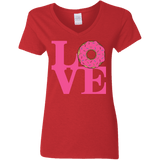 T-Shirts Red / S Love Donut Women's V-Neck T-Shirt