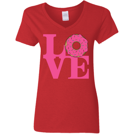 T-Shirts Red / S Love Donut Women's V-Neck T-Shirt