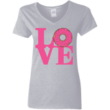 T-Shirts Sport Grey / S Love Donut Women's V-Neck T-Shirt