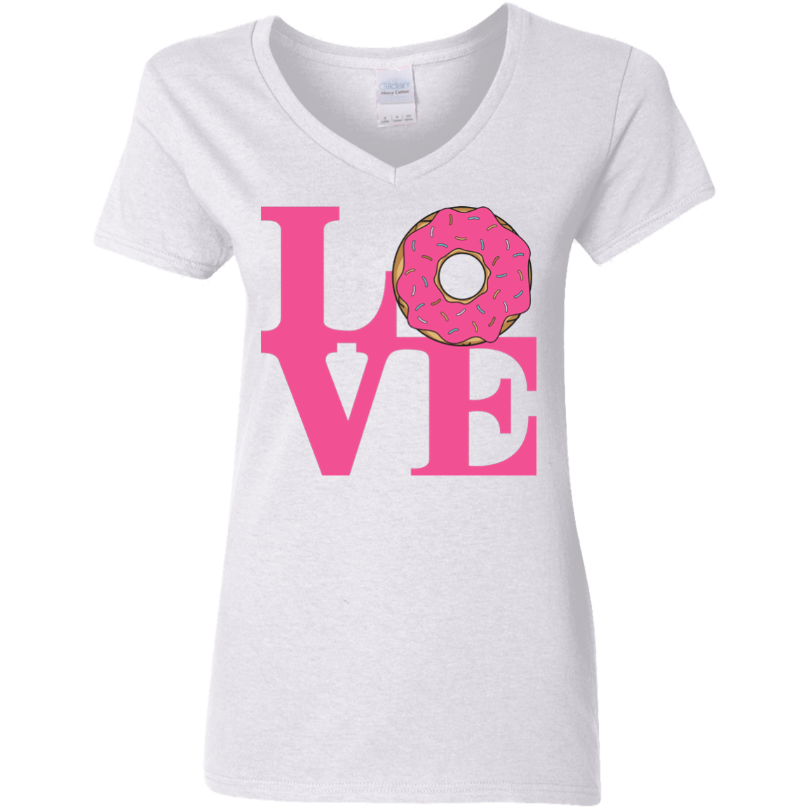 T-Shirts White / S Love Donut Women's V-Neck T-Shirt