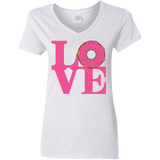 T-Shirts White / S Love Donut Women's V-Neck T-Shirt