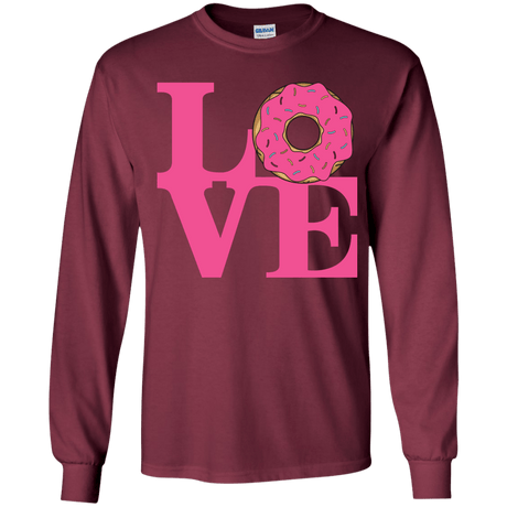 T-Shirts Maroon / YS Love Donut Youth Long Sleeve T-Shirt