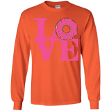 T-Shirts Orange / YS Love Donut Youth Long Sleeve T-Shirt