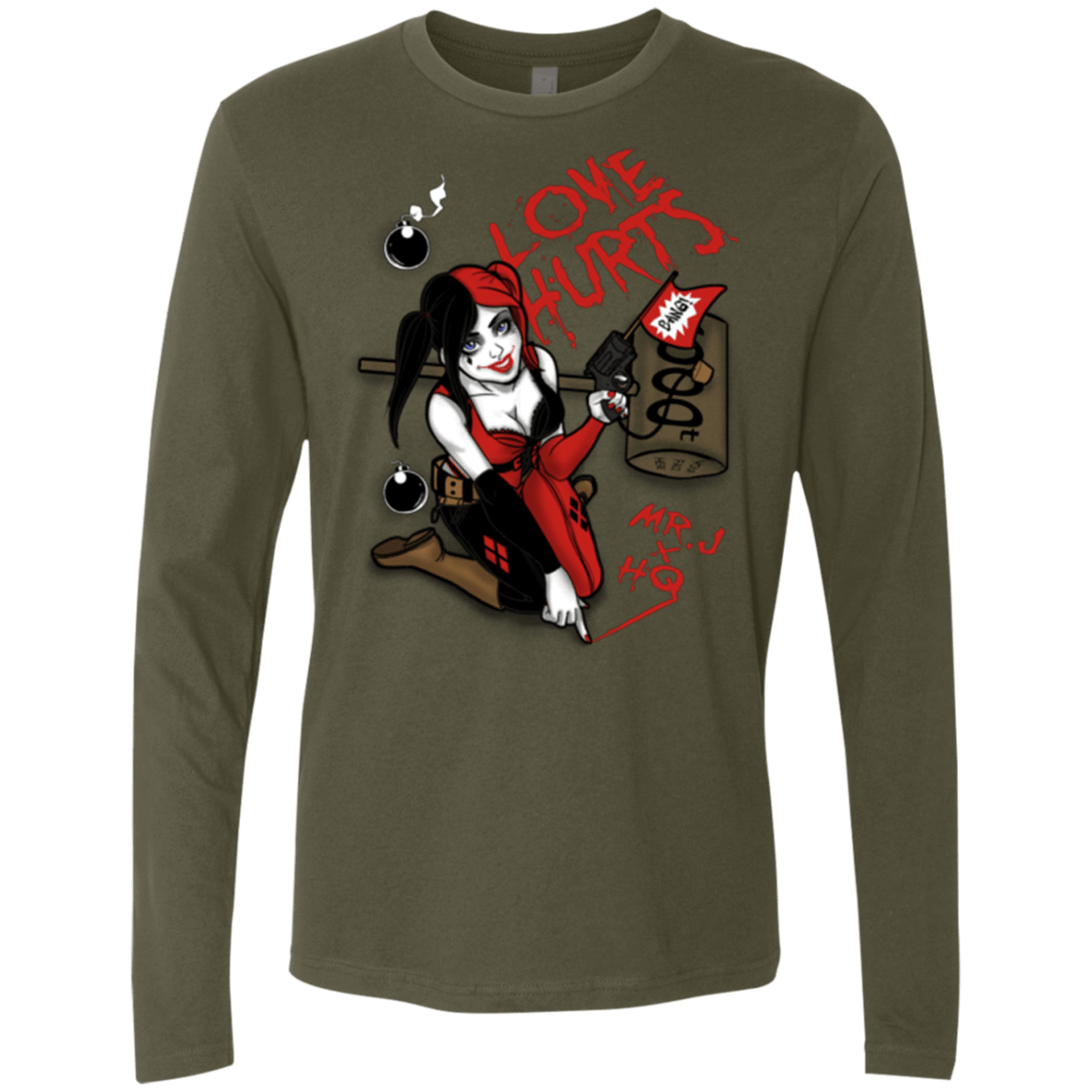 T-Shirts Military Green / Small Love Hurts Men's Premium Long Sleeve