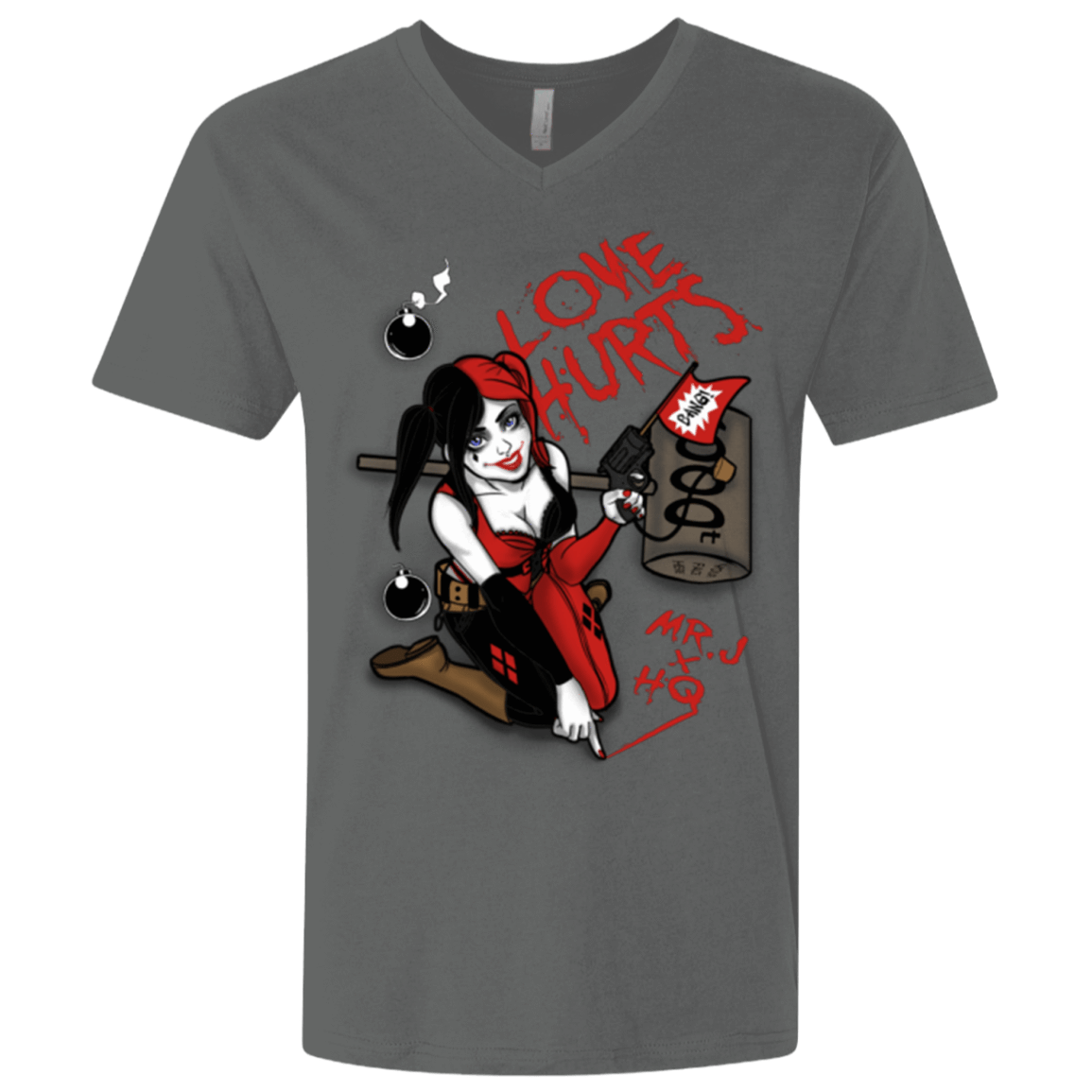 T-Shirts Heavy Metal / X-Small Love Hurts Men's Premium V-Neck