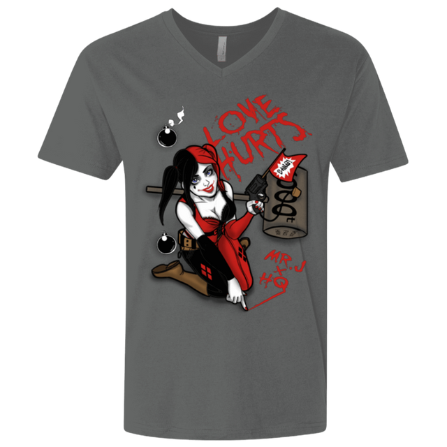 T-Shirts Heavy Metal / X-Small Love Hurts Men's Premium V-Neck