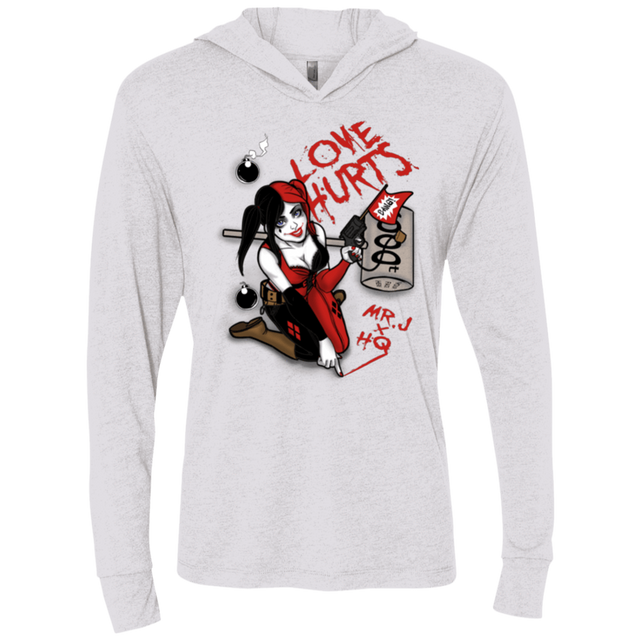 T-Shirts Heather White / X-Small Love Hurts Triblend Long Sleeve Hoodie Tee