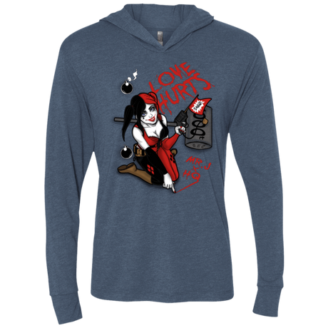 T-Shirts Indigo / X-Small Love Hurts Triblend Long Sleeve Hoodie Tee