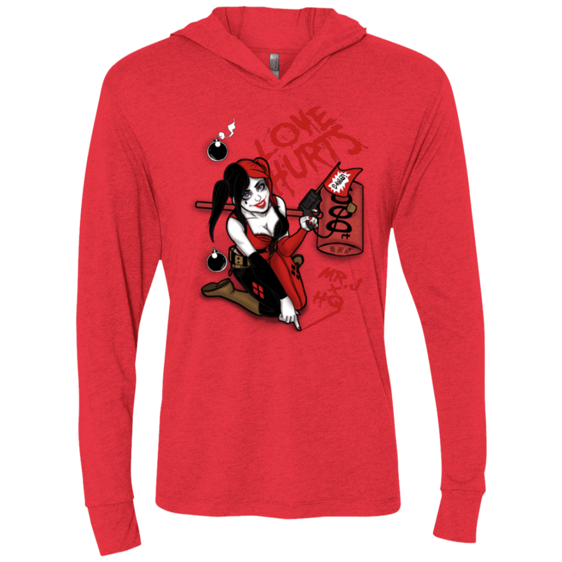 T-Shirts Vintage Red / X-Small Love Hurts Triblend Long Sleeve Hoodie Tee