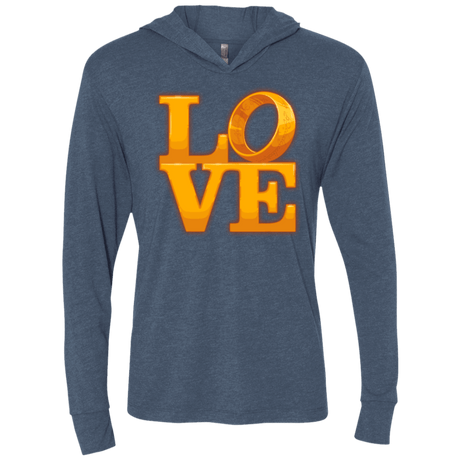 T-Shirts Indigo / X-Small LOVE Lotr Ring Triblend Long Sleeve Hoodie Tee