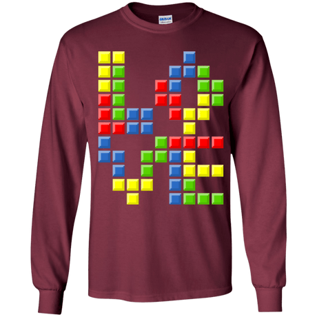T-Shirts Maroon / YS Love Puzzles Youth Long Sleeve T-Shirt