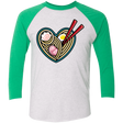 T-Shirts Heather White/Envy / X-Small Love Ramen Men's Triblend 3/4 Sleeve