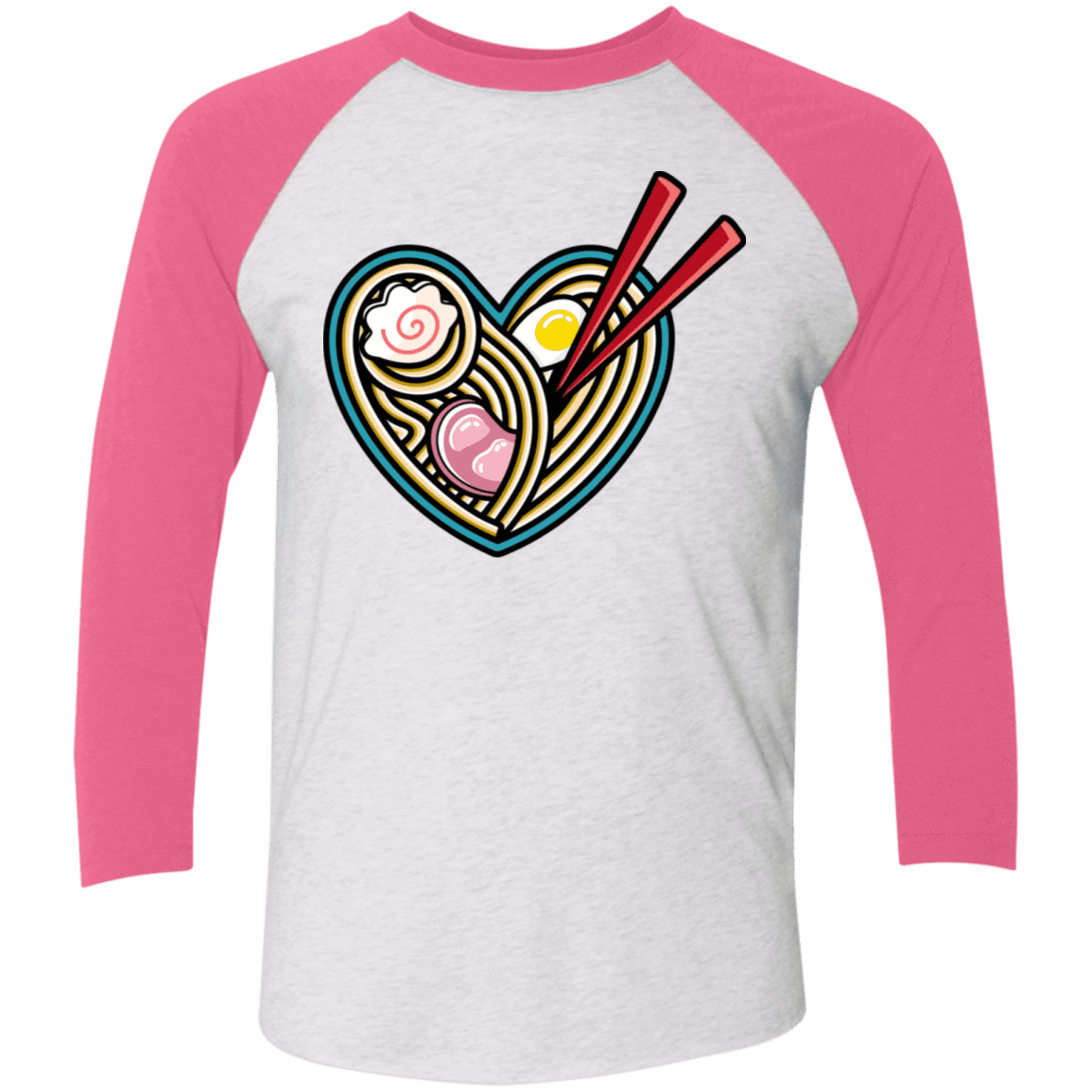 T-Shirts Heather White/Vintage Pink / X-Small Love Ramen Men's Triblend 3/4 Sleeve