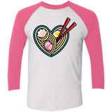 T-Shirts Heather White/Vintage Pink / X-Small Love Ramen Men's Triblend 3/4 Sleeve