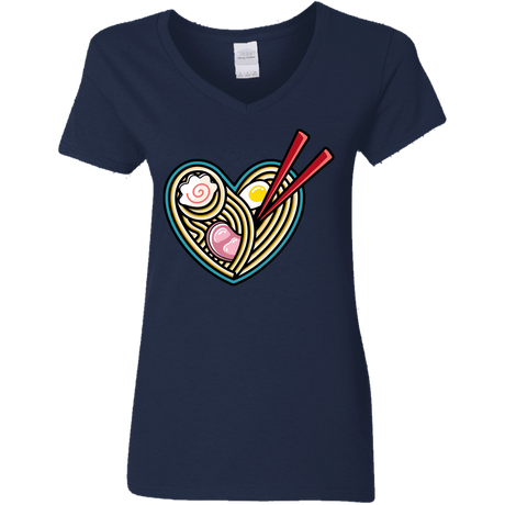 T-Shirts Navy / S Love Ramen Women's V-Neck T-Shirt