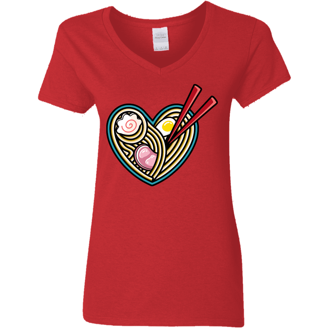 T-Shirts Red / S Love Ramen Women's V-Neck T-Shirt