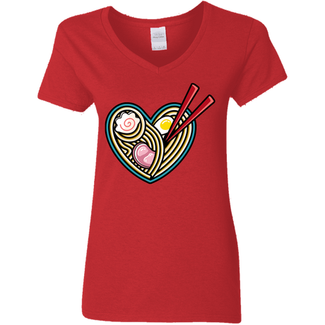 T-Shirts Red / S Love Ramen Women's V-Neck T-Shirt