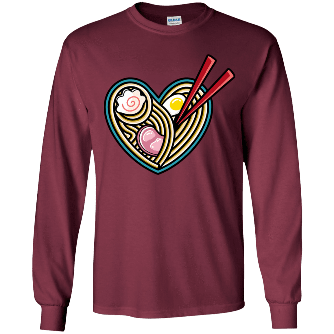 T-Shirts Maroon / YS Love Ramen Youth Long Sleeve T-Shirt