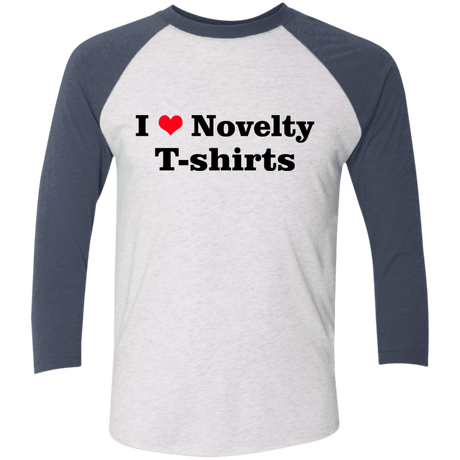 T-Shirts Heather White/Indigo / X-Small Love Shirts Men's Triblend 3/4 Sleeve