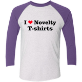 T-Shirts Heather White/Purple Rush / X-Small Love Shirts Men's Triblend 3/4 Sleeve