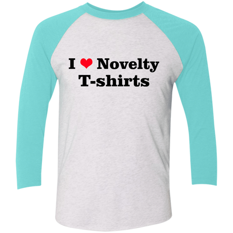 T-Shirts Heather White/Tahiti Blue / X-Small Love Shirts Men's Triblend 3/4 Sleeve