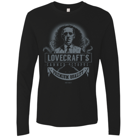T-Shirts Black / Small Lovecraft Canned Octopus Men's Premium Long Sleeve