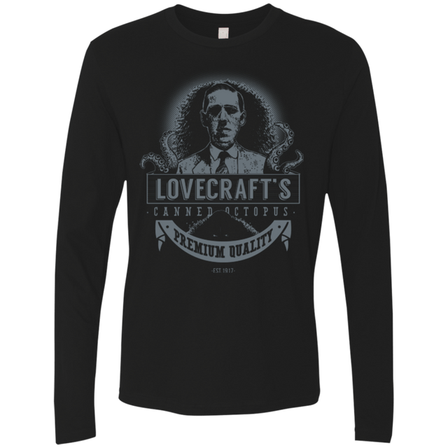 T-Shirts Black / Small Lovecraft Canned Octopus Men's Premium Long Sleeve