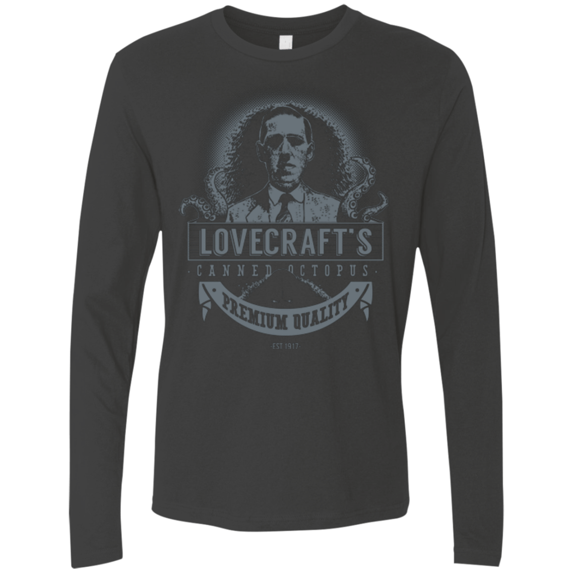 T-Shirts Heavy Metal / Small Lovecraft Canned Octopus Men's Premium Long Sleeve