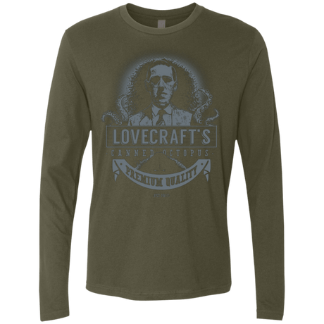 T-Shirts Military Green / Small Lovecraft Canned Octopus Men's Premium Long Sleeve