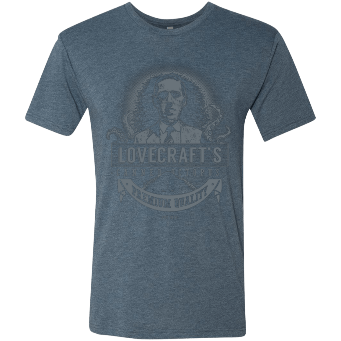 T-Shirts Indigo / Small Lovecraft Canned Octopus Men's Triblend T-Shirt