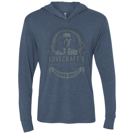 T-Shirts Indigo / X-Small Lovecraft Canned Octopus Triblend Long Sleeve Hoodie Tee
