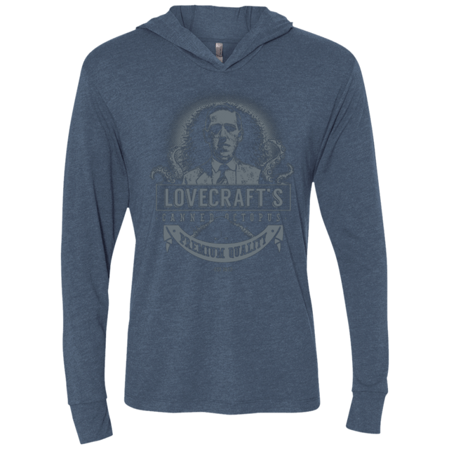 T-Shirts Indigo / X-Small Lovecraft Canned Octopus Triblend Long Sleeve Hoodie Tee