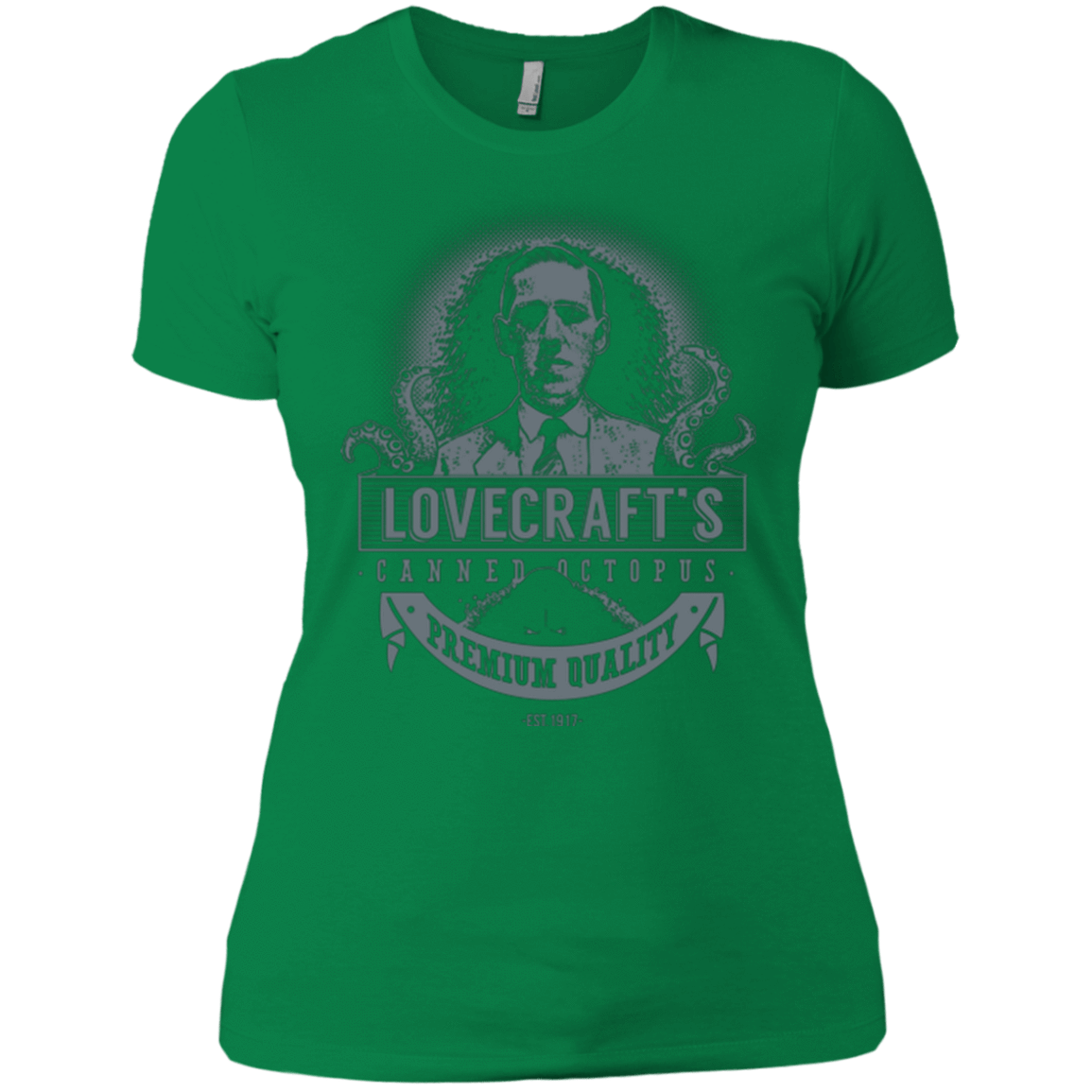 T-Shirts Kelly Green / X-Small Lovecraft Canned Octopus Women's Premium T-Shirt