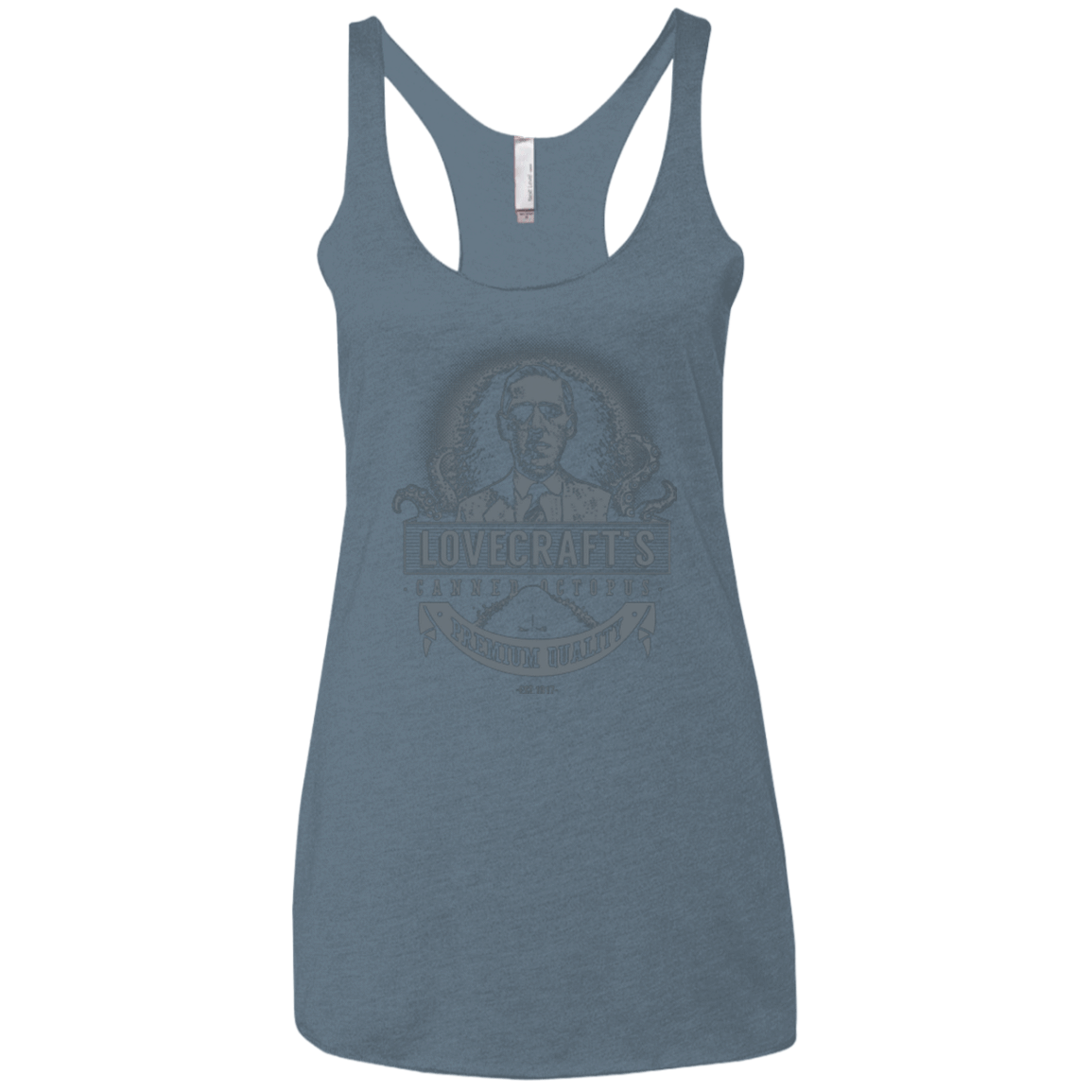 T-Shirts Indigo / X-Small Lovecraft Canned Octopus Women's Triblend Racerback Tank