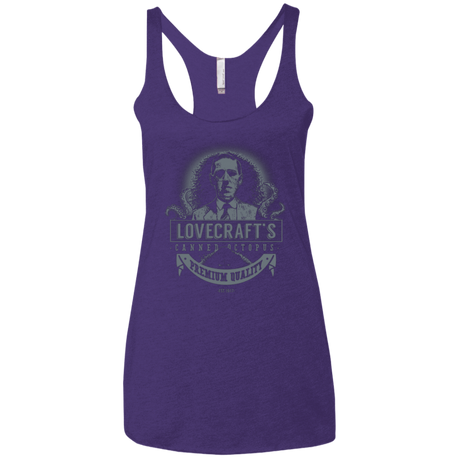 T-Shirts Purple / X-Small Lovecraft Canned Octopus Women's Triblend Racerback Tank