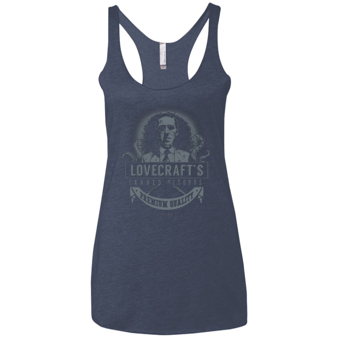 T-Shirts Vintage Navy / X-Small Lovecraft Canned Octopus Women's Triblend Racerback Tank