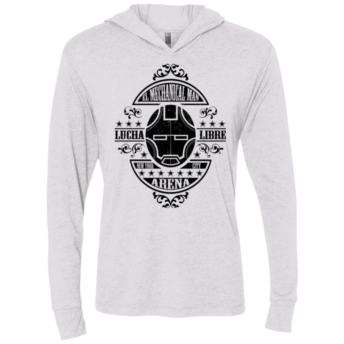 T-Shirts Heather White / X-Small Lucha Mechanical Man Triblend Long Sleeve Hoodie Tee