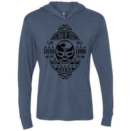 T-Shirts Indigo / X-Small luchamanofsteel Triblend Long Sleeve Hoodie Tee
