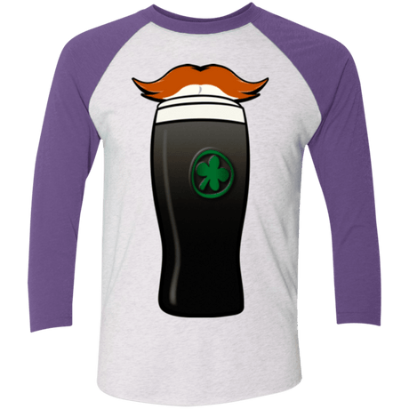 T-Shirts Heather White/Purple Rush / X-Small Luck of The Irish Men's Triblend 3/4 Sleeve