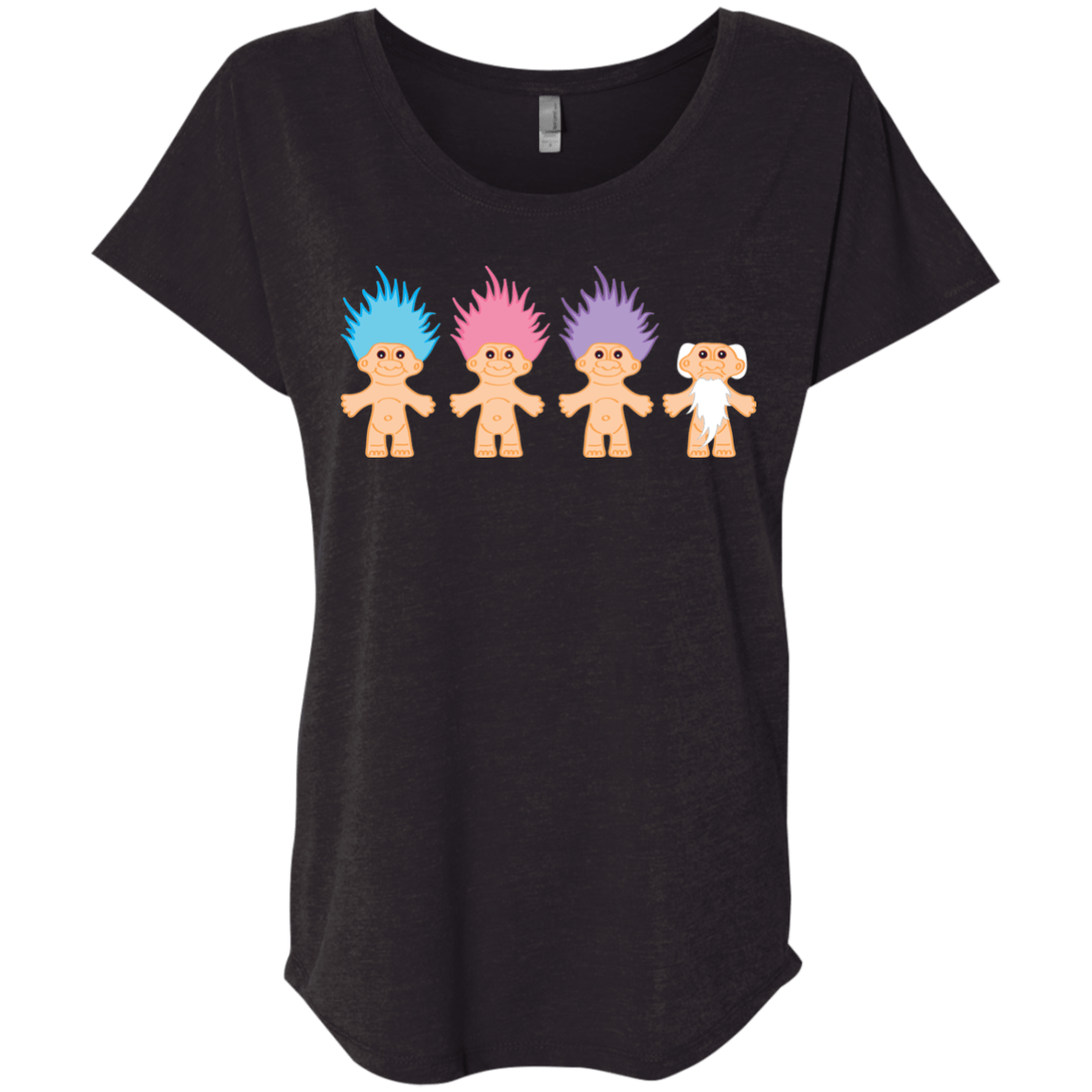 T-Shirts Vintage Black / X-Small Lucky Trolls Triblend Dolman Sleeve