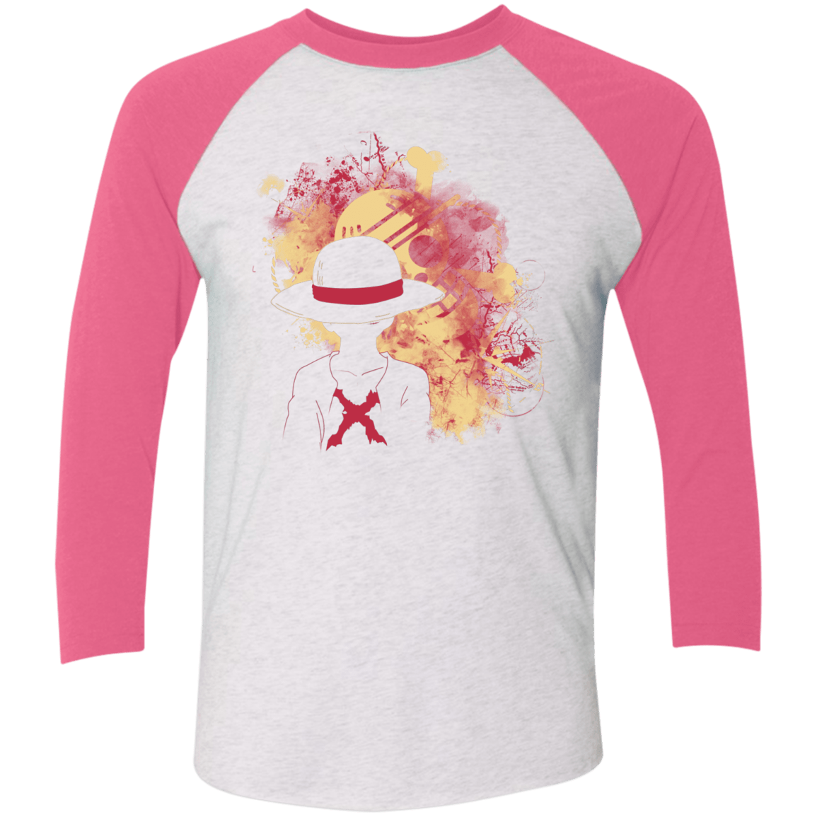 T-Shirts Heather White/Vintage Pink / X-Small Luffy 2018 Men's Triblend 3/4 Sleeve