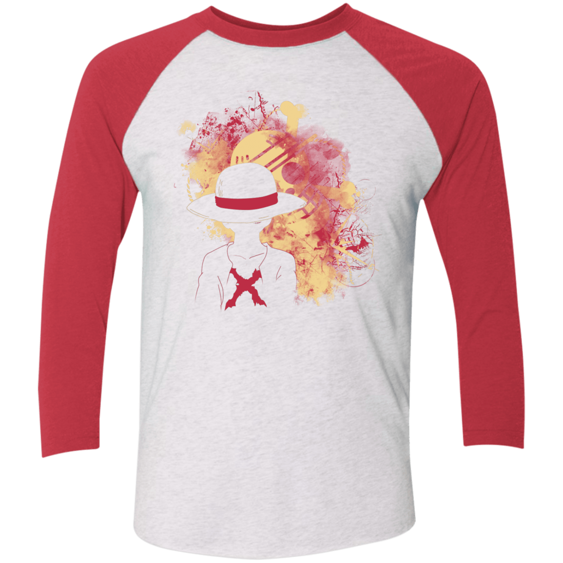 T-Shirts Heather White/Vintage Red / X-Small Luffy 2018 Men's Triblend 3/4 Sleeve