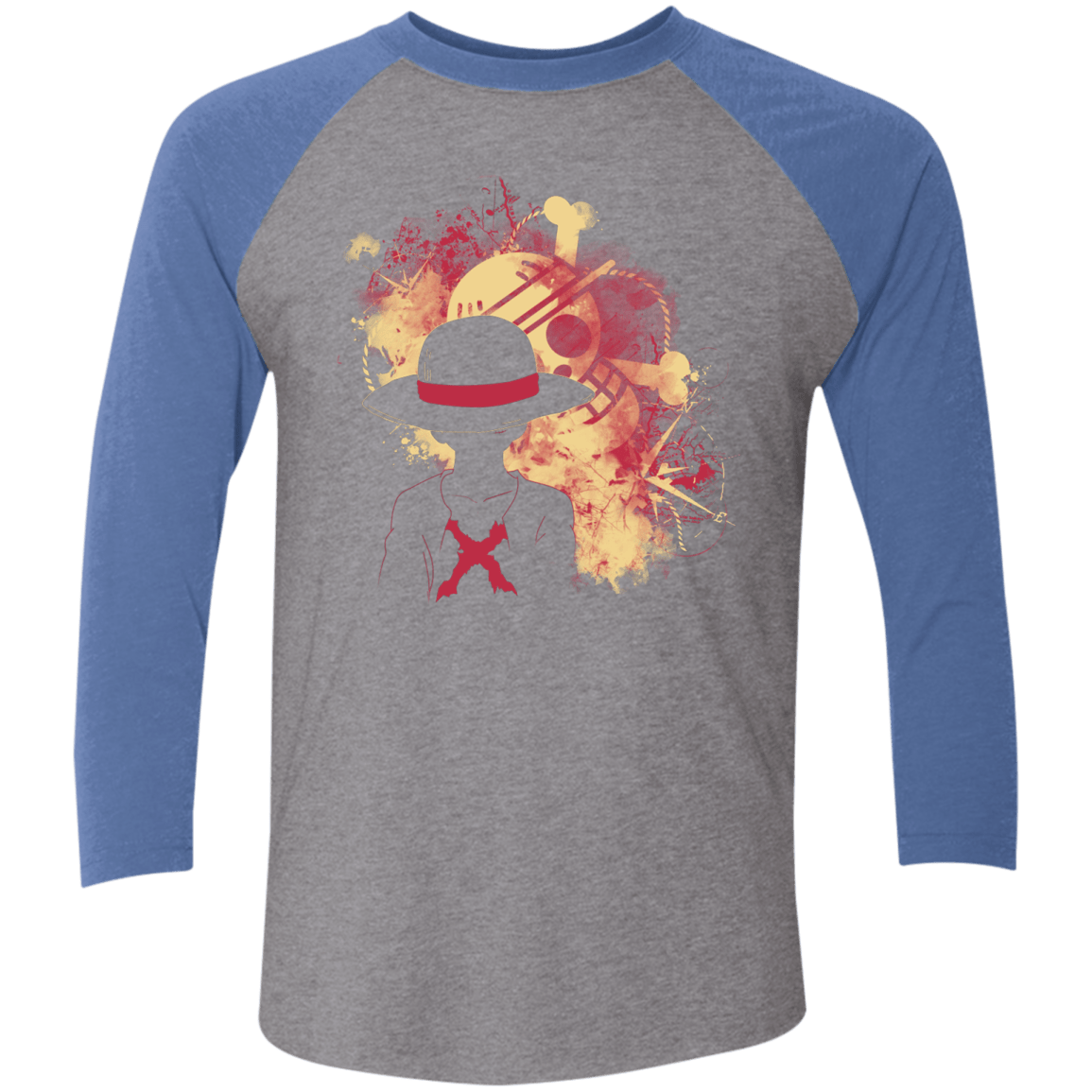 T-Shirts Premium Heather/Vintage Royal / X-Small Luffy 2018 Men's Triblend 3/4 Sleeve