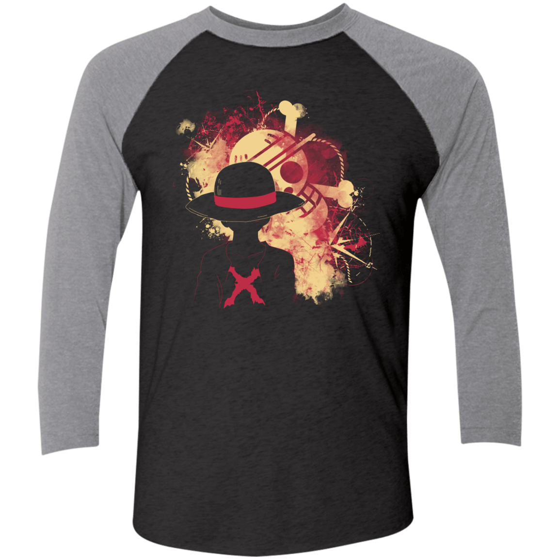 T-Shirts Vintage Black/Premium Heather / X-Small Luffy 2018 Men's Triblend 3/4 Sleeve