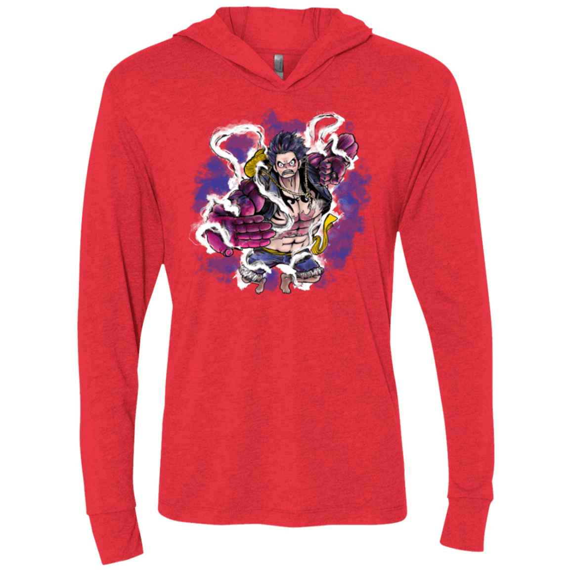 T-Shirts Vintage Red / X-Small Luffy 3 Triblend Long Sleeve Hoodie Tee