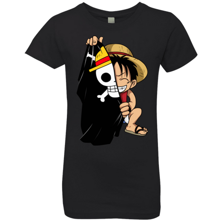 T-Shirts Black / YXS Luffy Flag One Piece Girls Premium T-Shirt