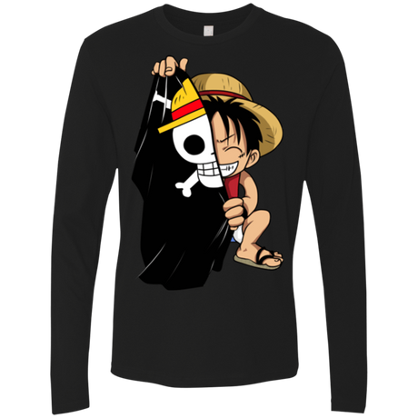 T-Shirts Black / Small Luffy Flag One Piece Men's Premium Long Sleeve