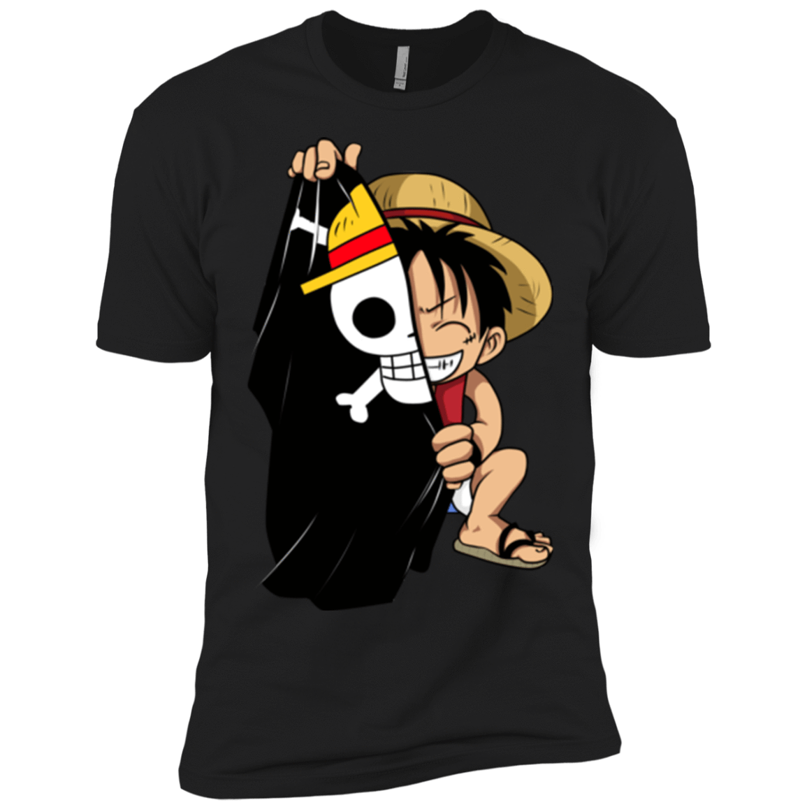 T-Shirts Black / X-Small Luffy Flag One Piece Men's Premium T-Shirt